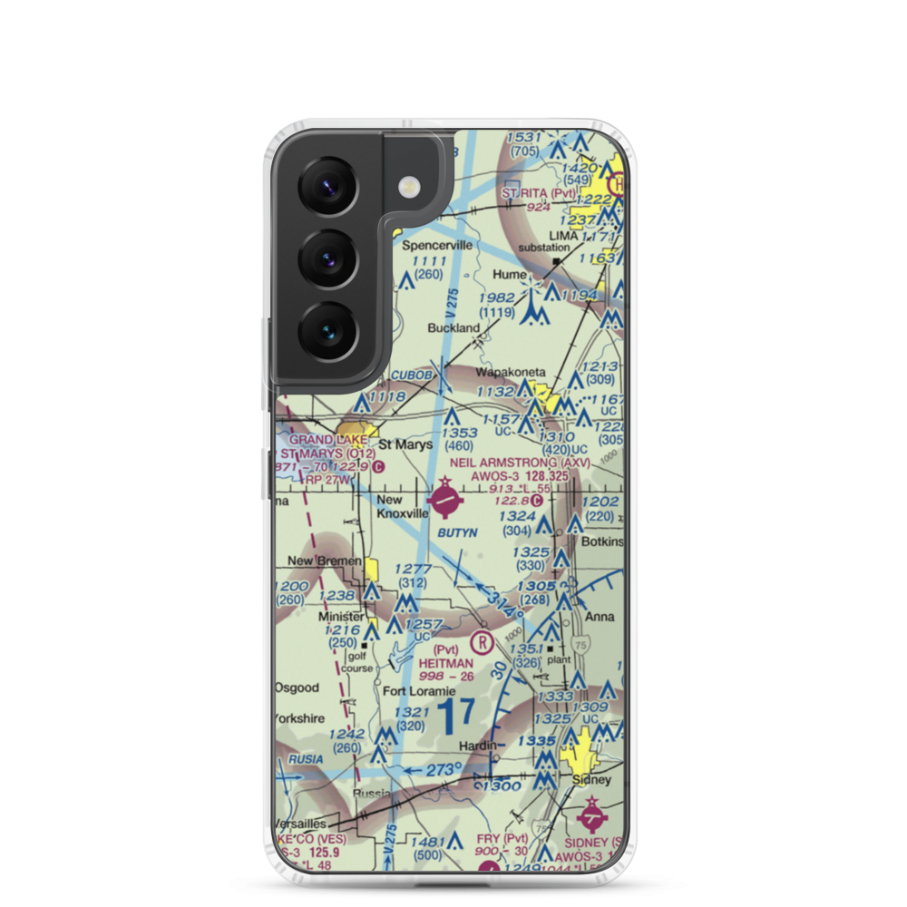 Neil Armstrong Airport (AXV) VFR Sectional Samsung Case Samsung Galaxy S22 model shown