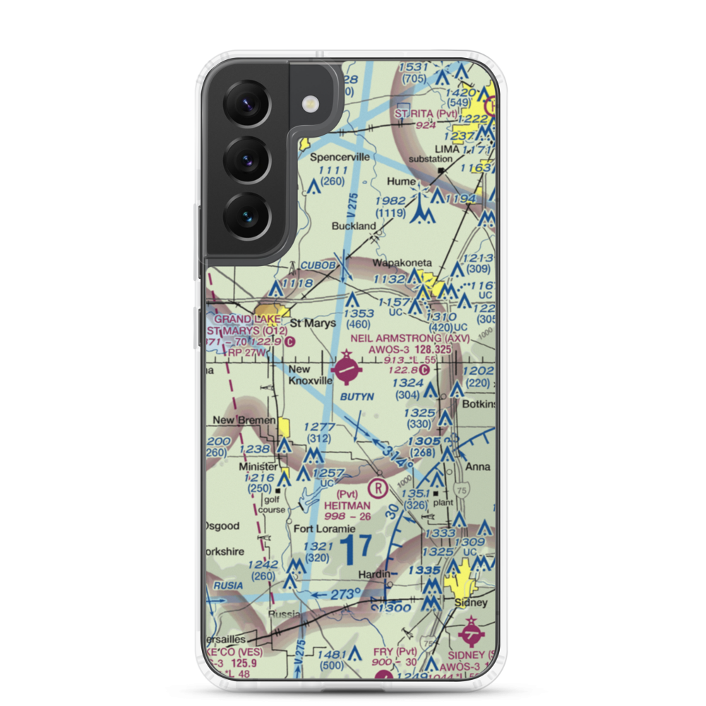 Neil Armstrong Airport (AXV) VFR Sectional Samsung Case Samsung Galaxy S22 Plus model shown