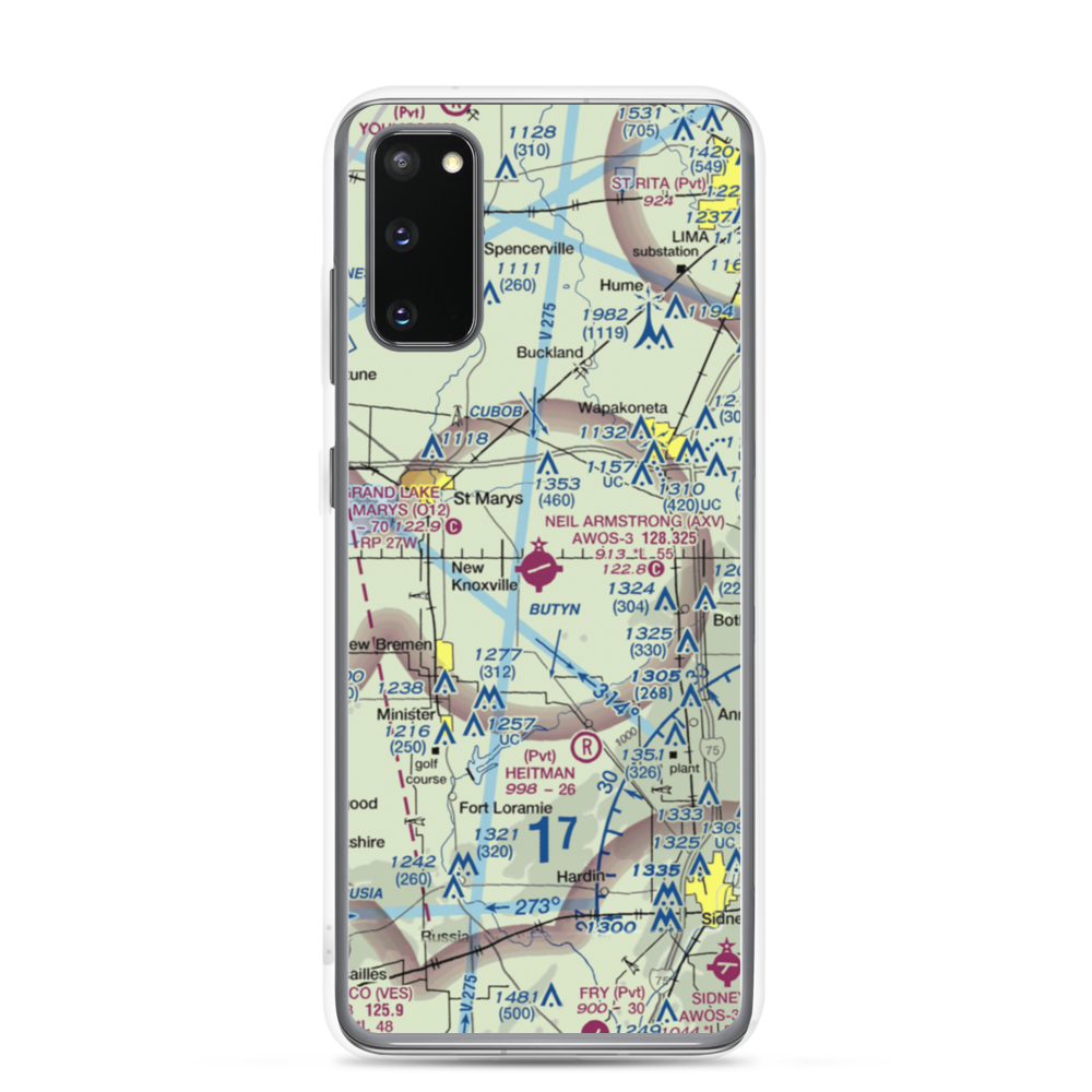 Neil Armstrong Airport (AXV) VFR Sectional Samsung Case Samsung Galaxy S20 model shown