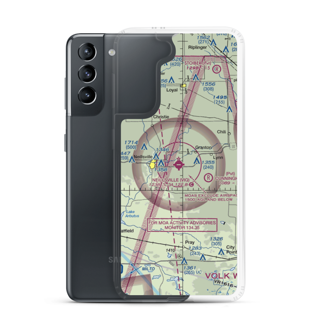 Neillsville Municipal Airport (VIQ) VFR Sectional Samsung Case Samsung Galaxy S21 model shown