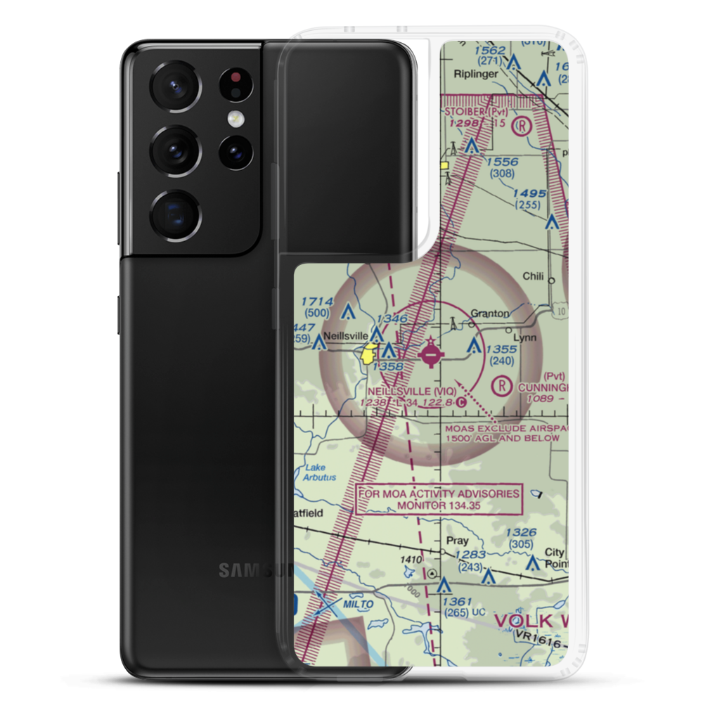 Neillsville Municipal Airport (VIQ) VFR Sectional Samsung Case Samsung Galaxy S21 Ultra model shown