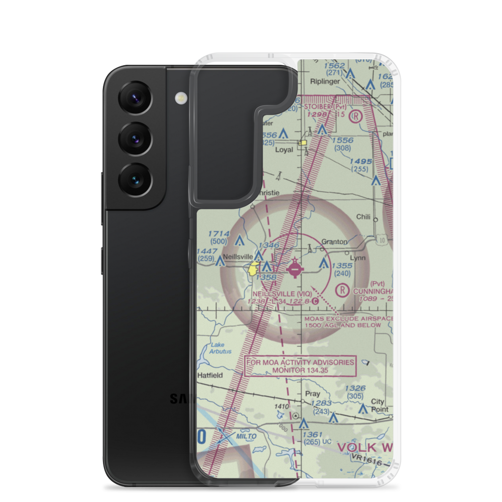 Neillsville Municipal Airport (VIQ) VFR Sectional Samsung Case Samsung Galaxy S22 model shown