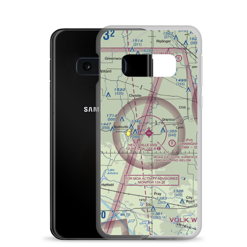 Neillsville Municipal Airport (VIQ) VFR Sectional Samsung Case Samsung Galaxy S10e model shown
