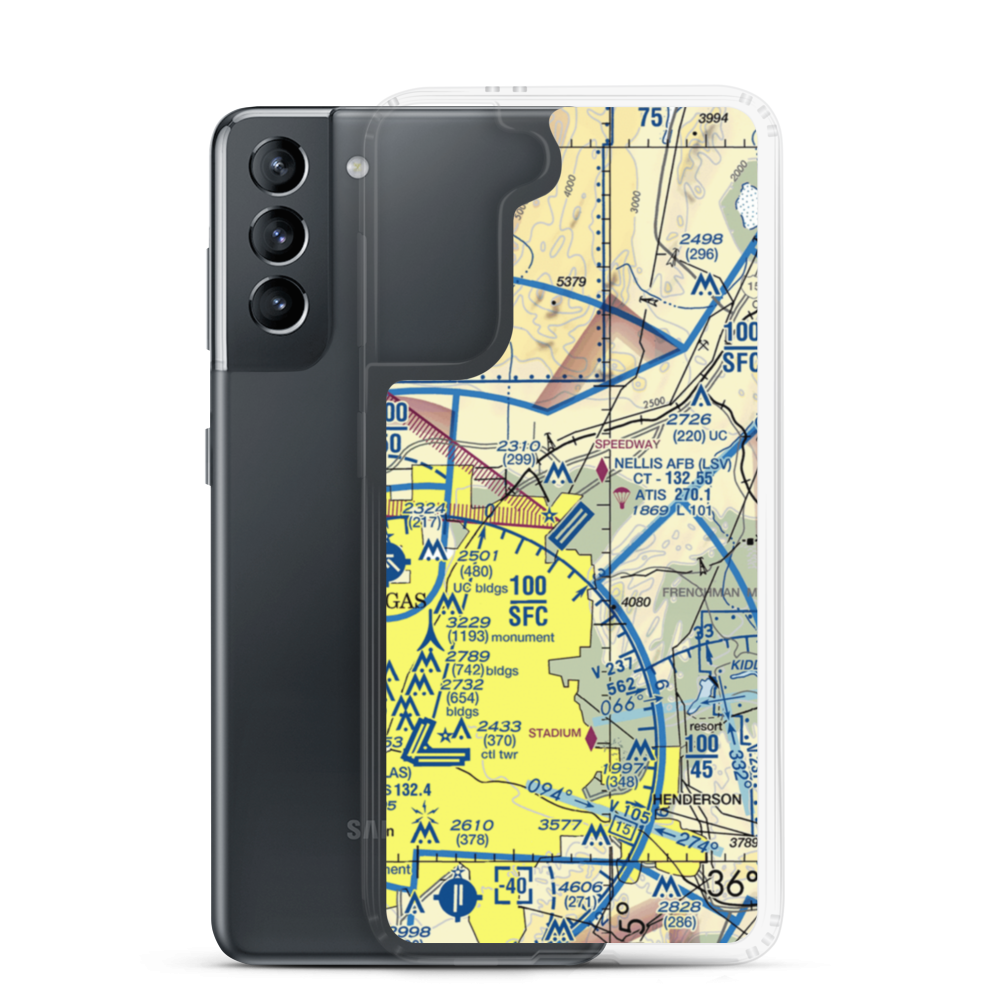 Nellis Air Force Base (LSV) VFR Sectional Samsung Case Samsung Galaxy S21 model shown