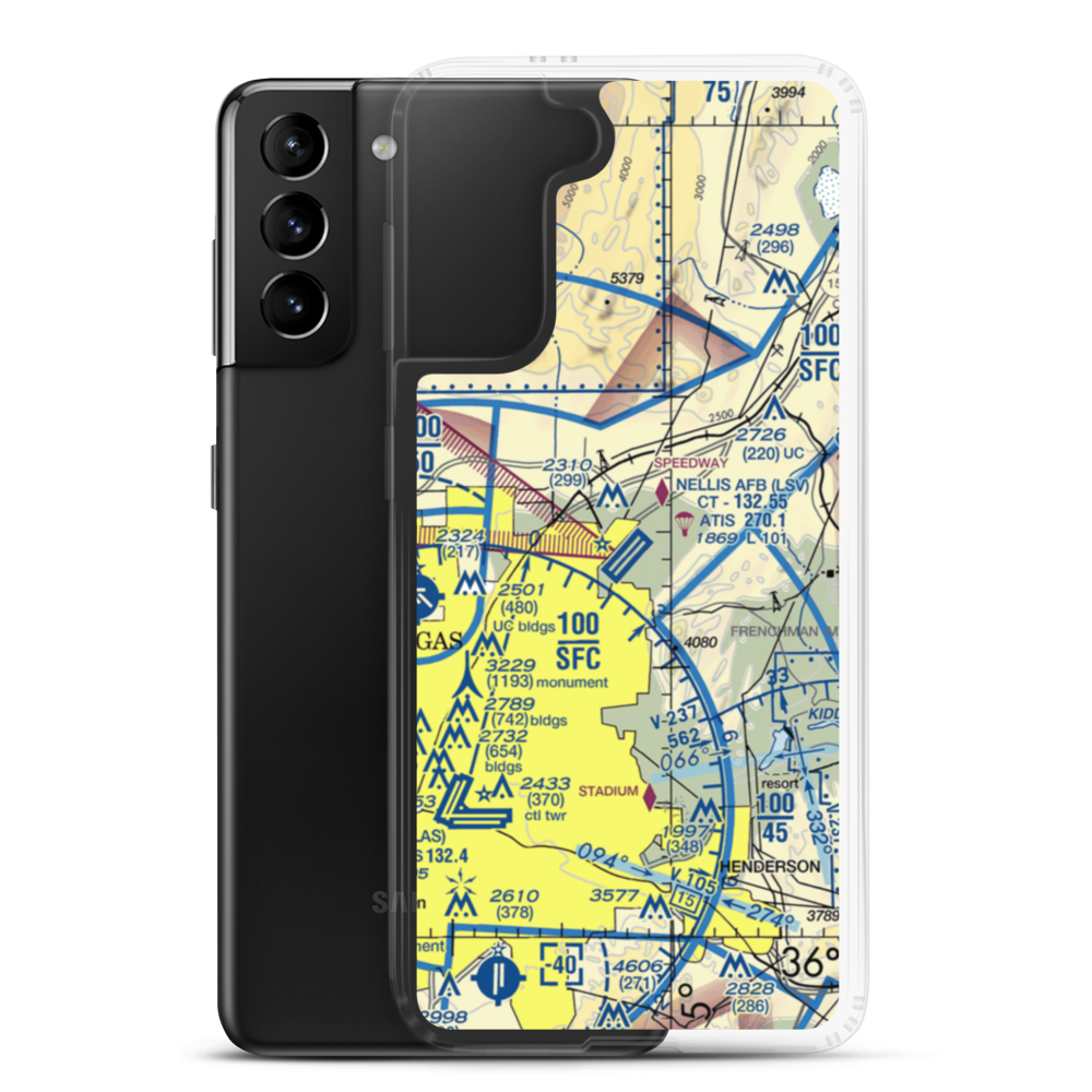 Nellis Air Force Base (LSV) VFR Sectional Samsung Case Samsung Galaxy S21 Plus model shown