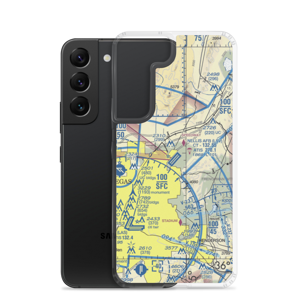 Nellis Air Force Base (LSV) VFR Sectional Samsung Case Samsung Galaxy S22 model shown