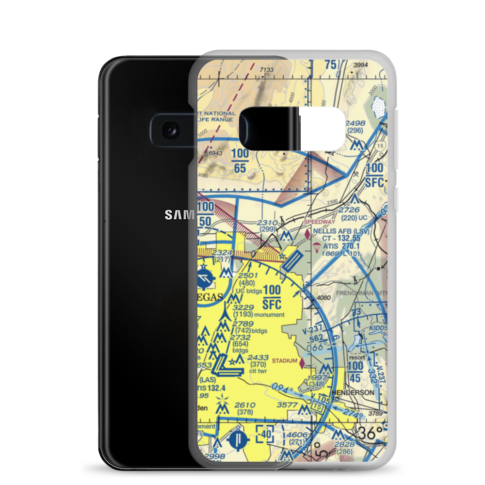 Nellis Air Force Base (LSV) VFR Sectional Samsung Case Samsung Galaxy S10e model shown