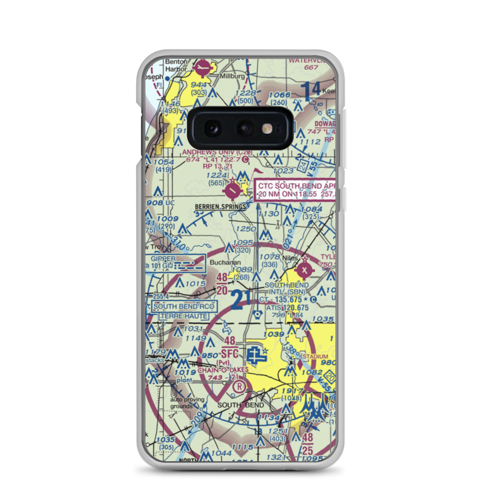 Nelson Airport (MI72) VFR Sectional Samsung Case Samsung Galaxy S10e model shown