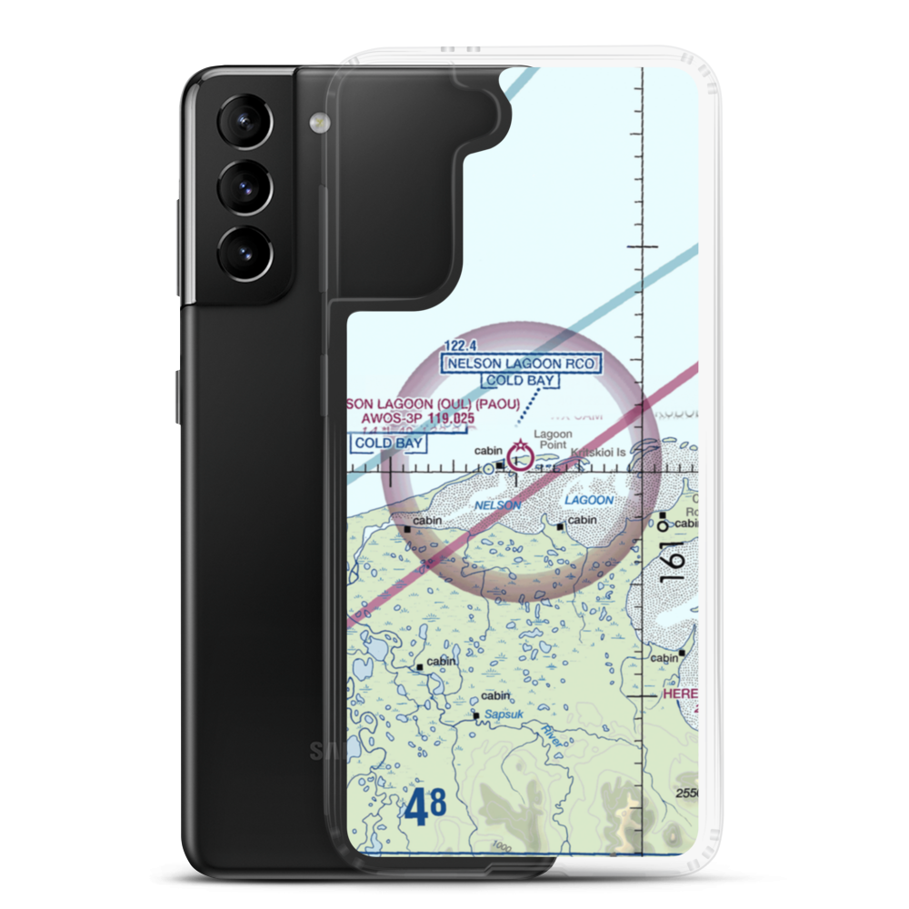 Nelson Lagoon Airport (OUL) VFR Sectional Samsung Case Samsung Galaxy S21 Plus model shown