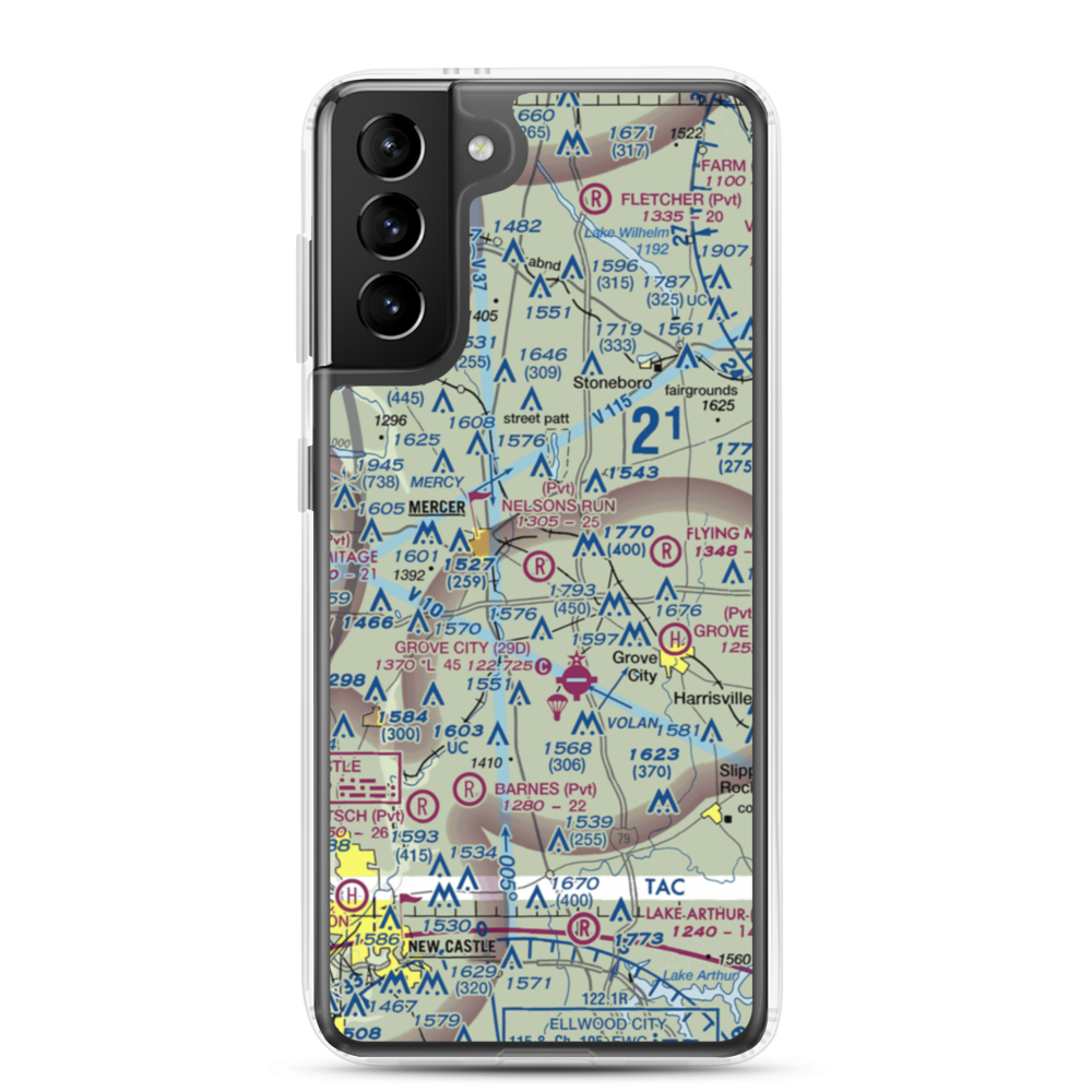 Nelson's Run Airport (39PN) VFR Sectional Samsung Case Samsung Galaxy S21 Plus model shown