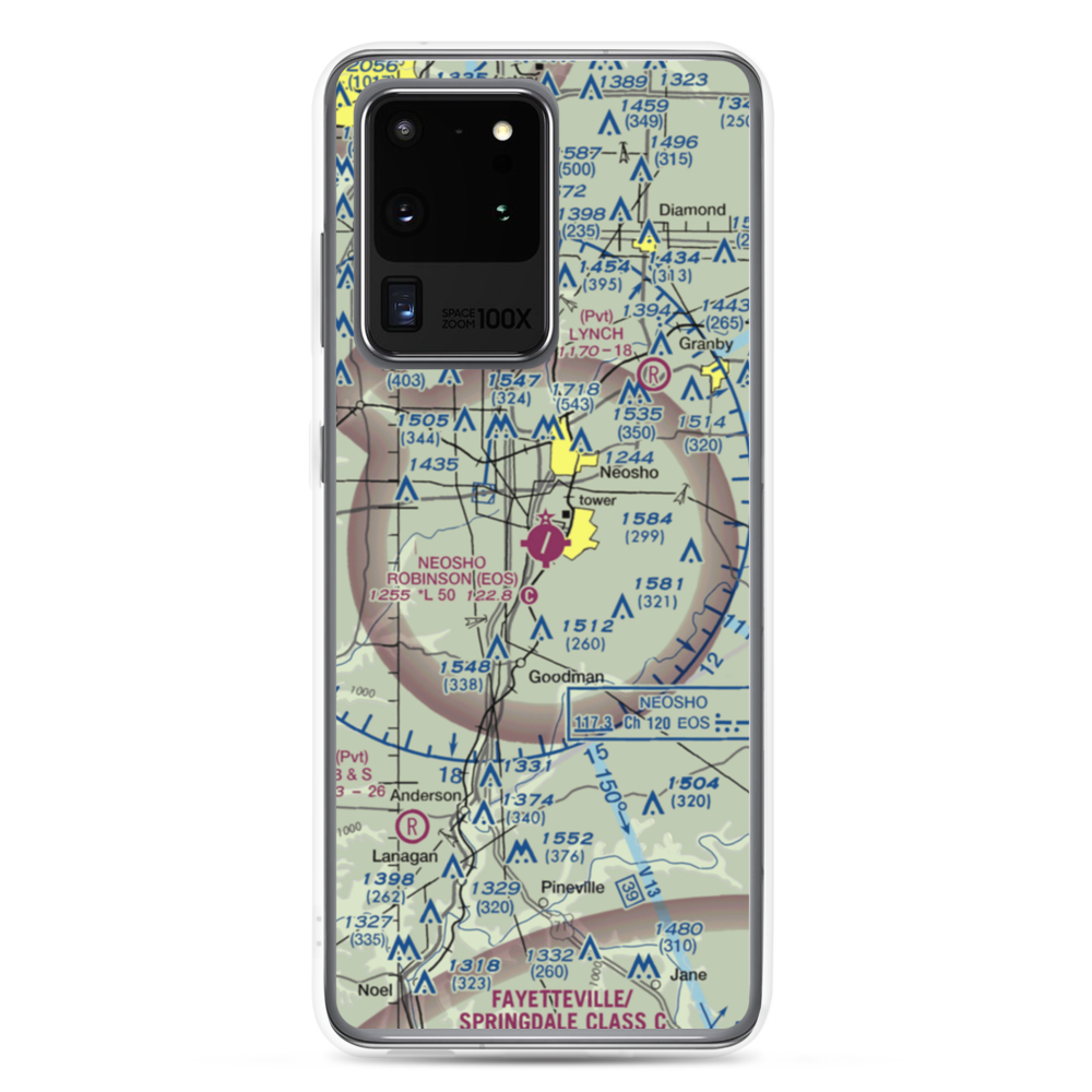 Neosho Hugh Robinson Airport (EOS) VFR Sectional Samsung Case Samsung Galaxy S20 Ultra model shown