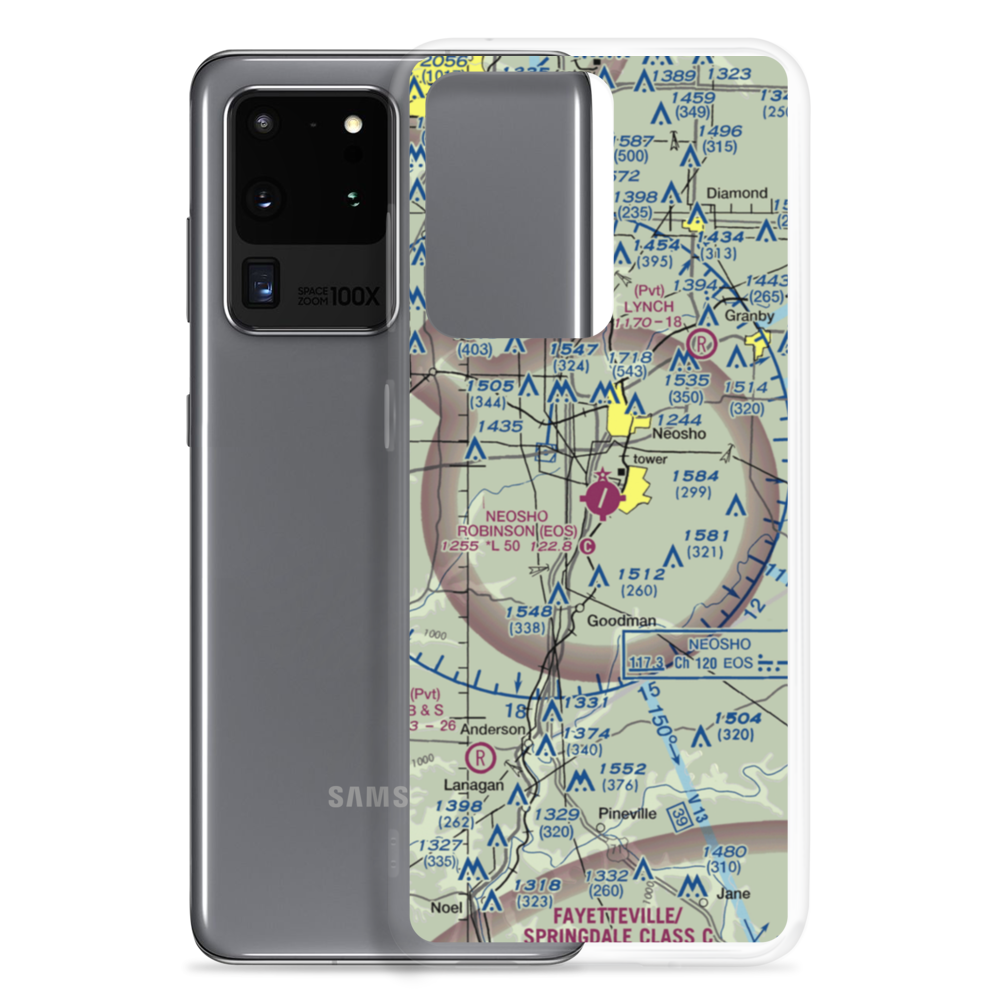 Neosho Hugh Robinson Airport (EOS) VFR Sectional Samsung Case Samsung Galaxy S20 Ultra model shown