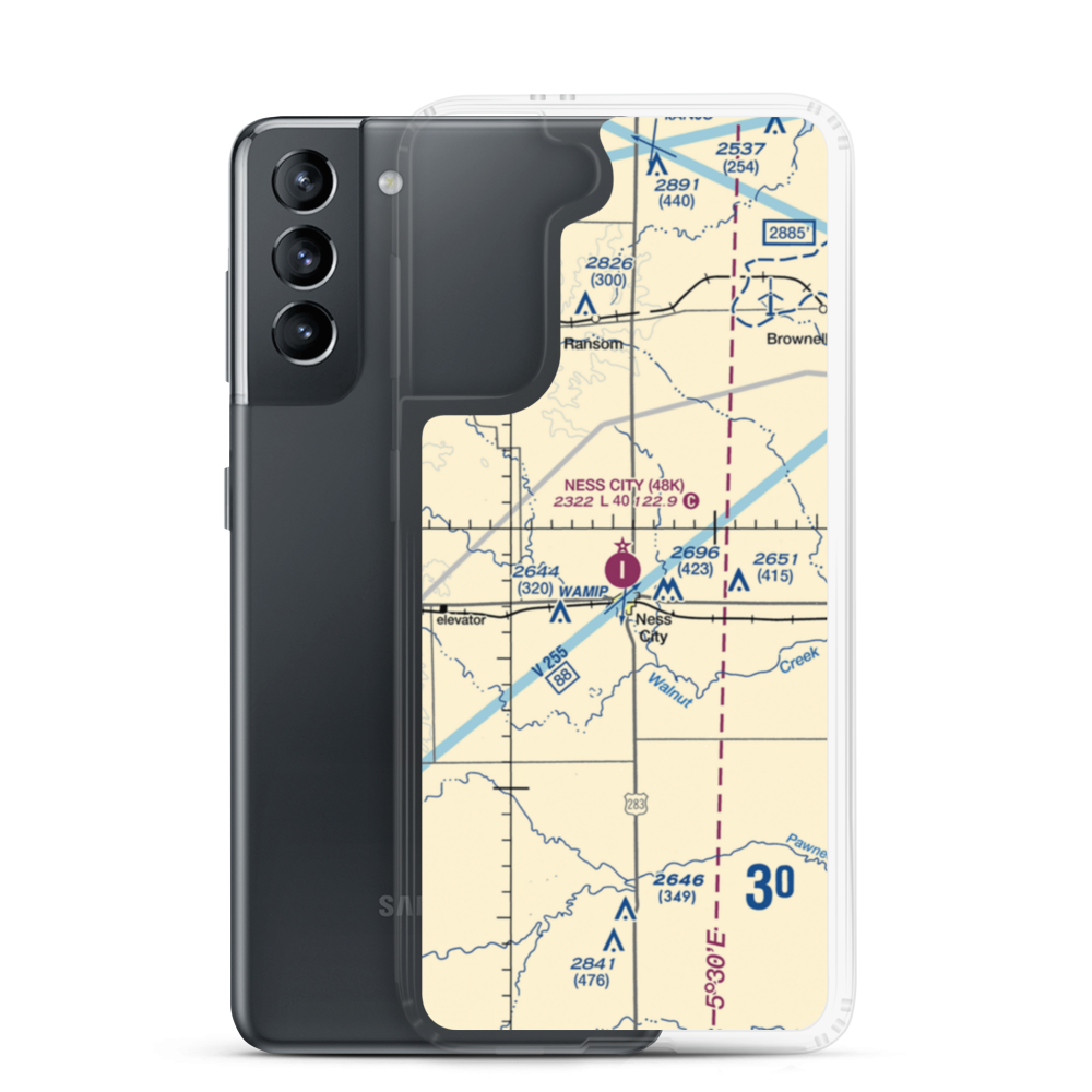 Ness City Municipal Airport (48K) VFR Sectional Samsung Case Samsung Galaxy S21 model shown