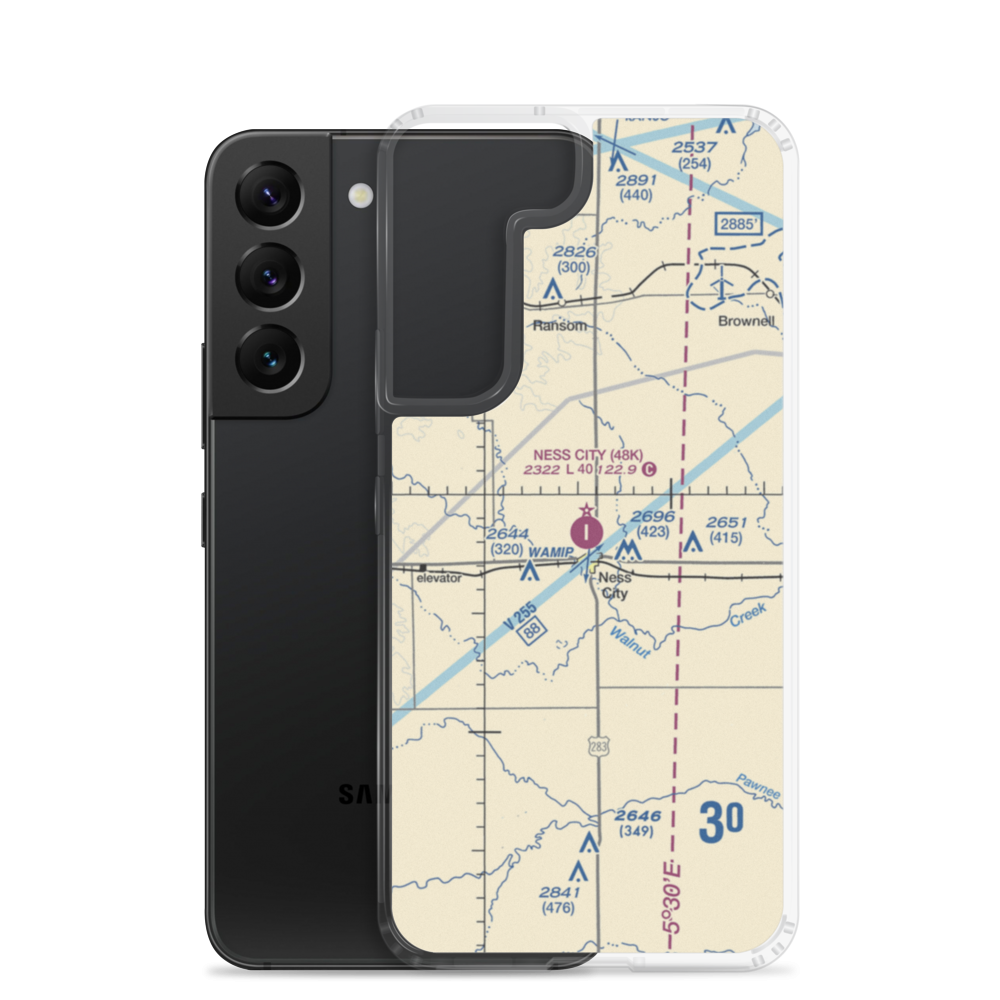 Ness City Municipal Airport (48K) VFR Sectional Samsung Case Samsung Galaxy S22 model shown