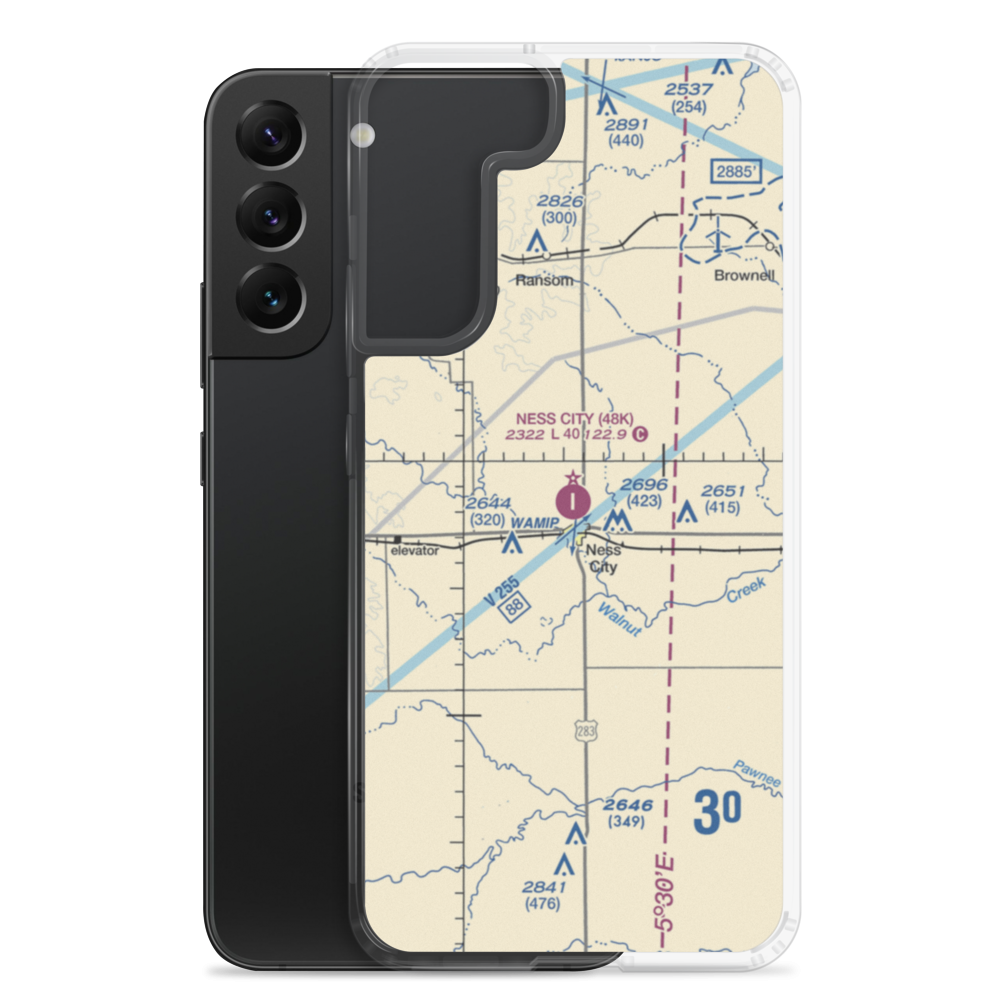 Ness City Municipal Airport (48K) VFR Sectional Samsung Case Samsung Galaxy S22 Plus model shown