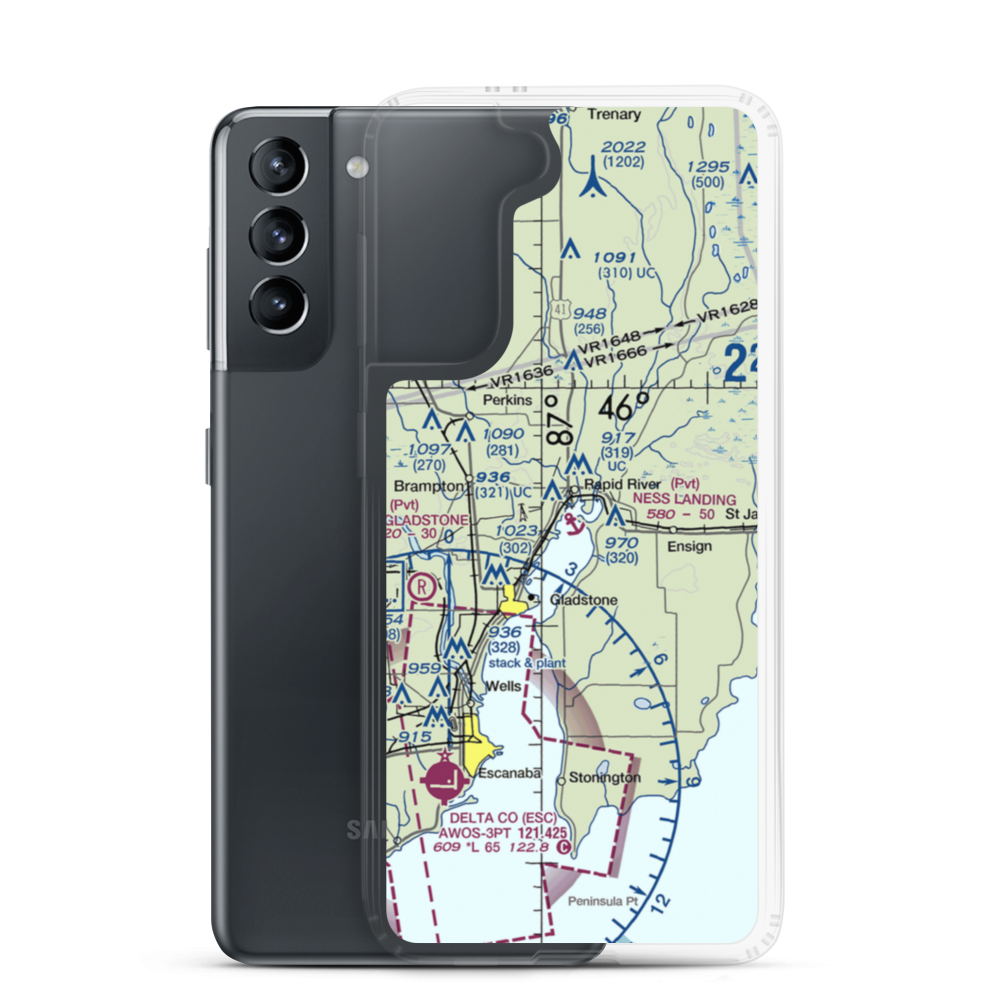 Ness Landing Seaplane Base (3MI9) VFR Sectional Samsung Case Samsung Galaxy S21 model shown