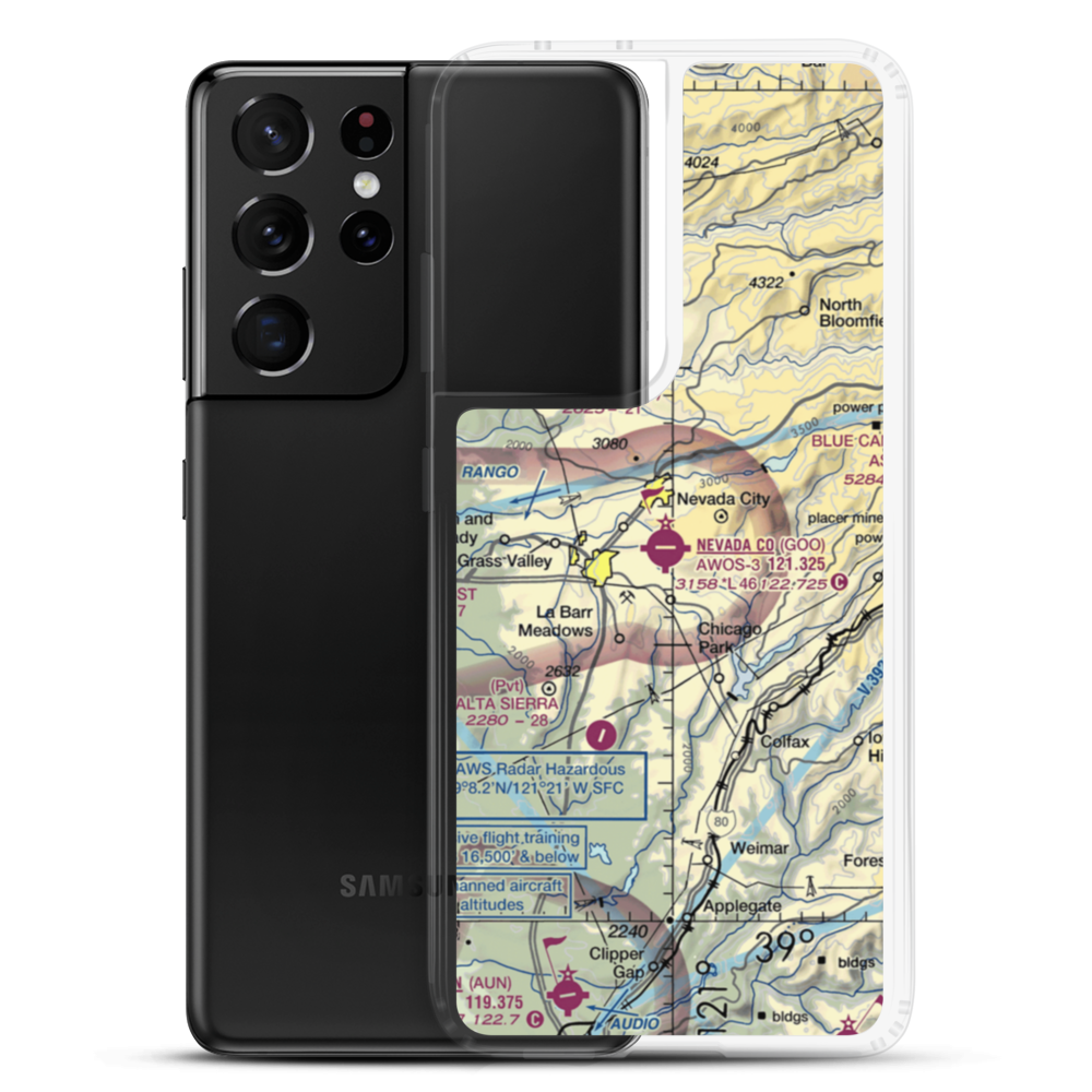 Nevada County Airport (GOO) VFR Sectional Samsung Case Samsung Galaxy S21 Ultra model shown