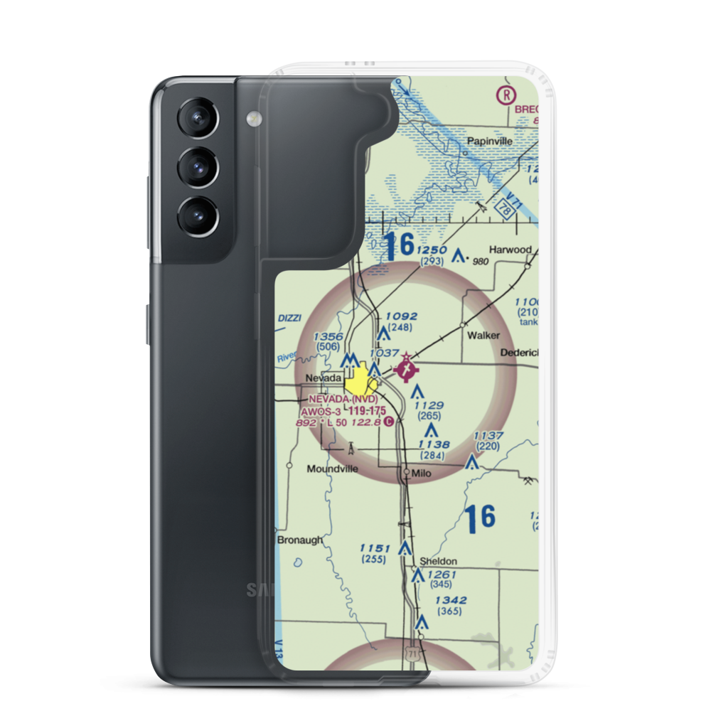 Nevada Municipal Airport (NVD) VFR Sectional Samsung Case Samsung Galaxy S21 model shown