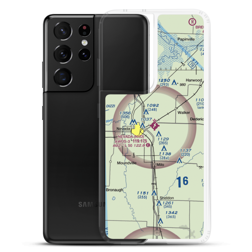 Nevada Municipal Airport (NVD) VFR Sectional Samsung Case Samsung Galaxy S21 Ultra model shown