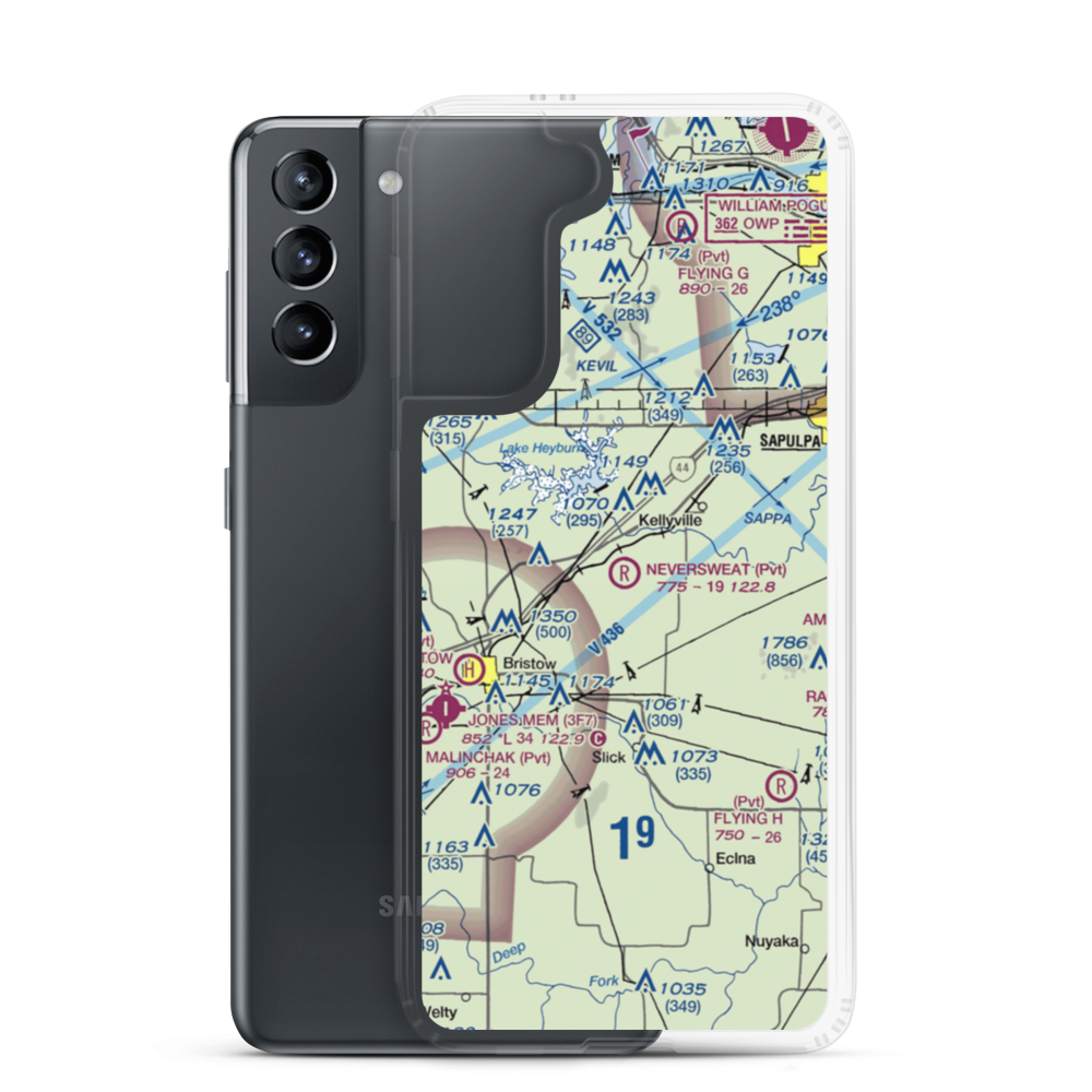 Neversweat Airport (1OK0) VFR Sectional Samsung Case Samsung Galaxy S21 model shown