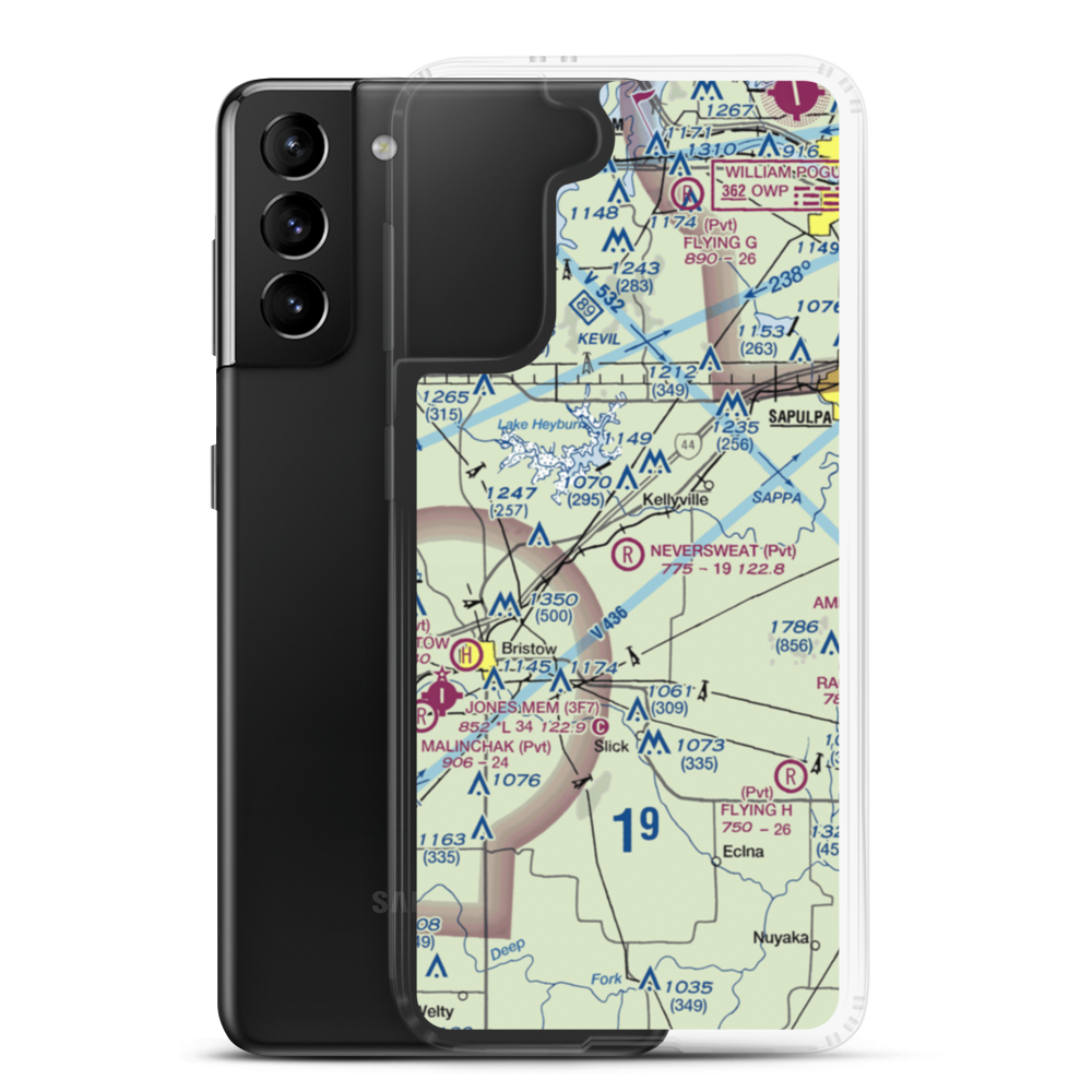Neversweat Airport (1OK0) VFR Sectional Samsung Case Samsung Galaxy S21 Plus model shown