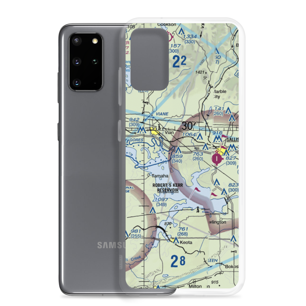 Neversweat Too Airport (89OK) VFR Sectional Samsung Case Samsung Galaxy S20 Plus model shown