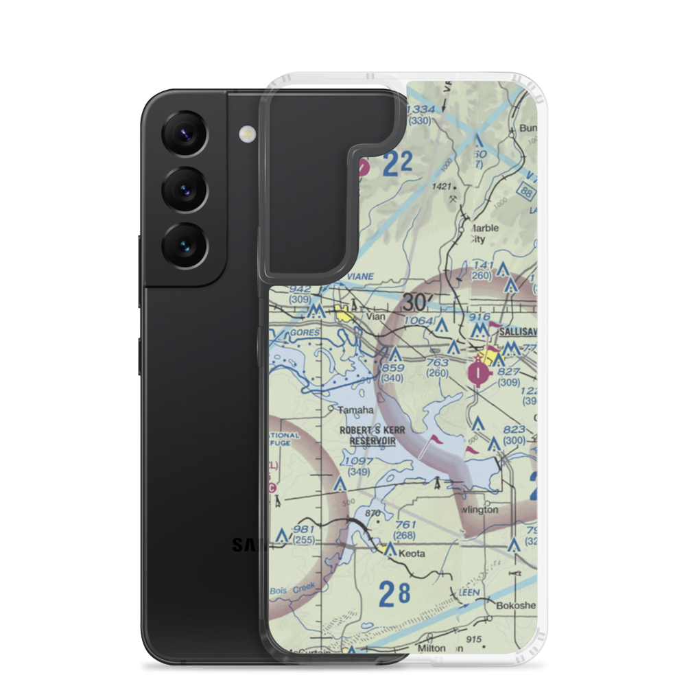 Neversweat Too Airport (89OK) VFR Sectional Samsung Case Samsung Galaxy S22 model shown