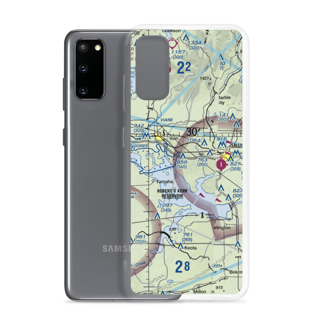 Neversweat Too Airport (89OK) VFR Sectional Samsung Case Samsung Galaxy S20 model shown