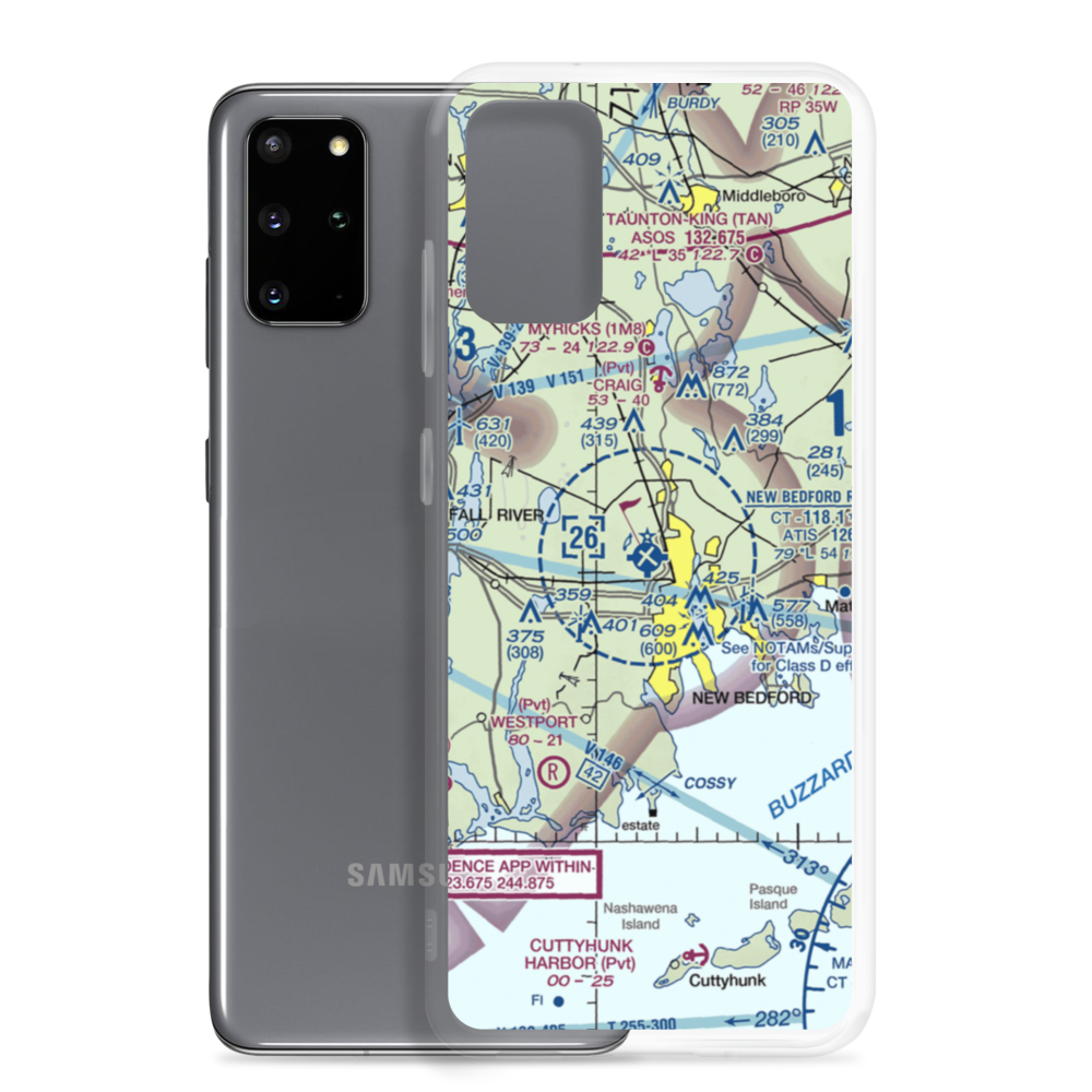 New Bedford Regional Airport (EWB) VFR Sectional Samsung Case Samsung Galaxy S20 Plus model shown