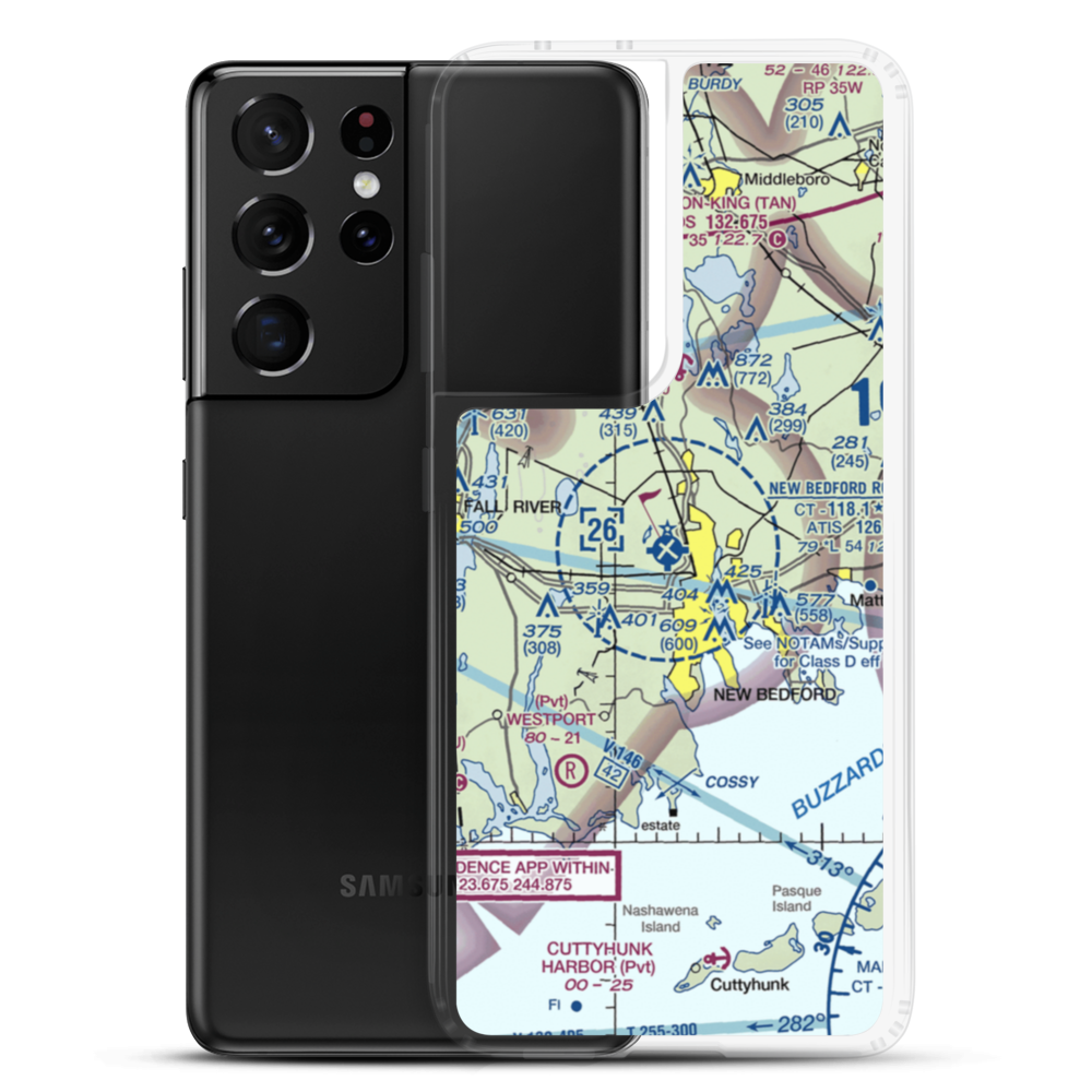 New Bedford Regional Airport (EWB) VFR Sectional Samsung Case Samsung Galaxy S21 Ultra model shown
