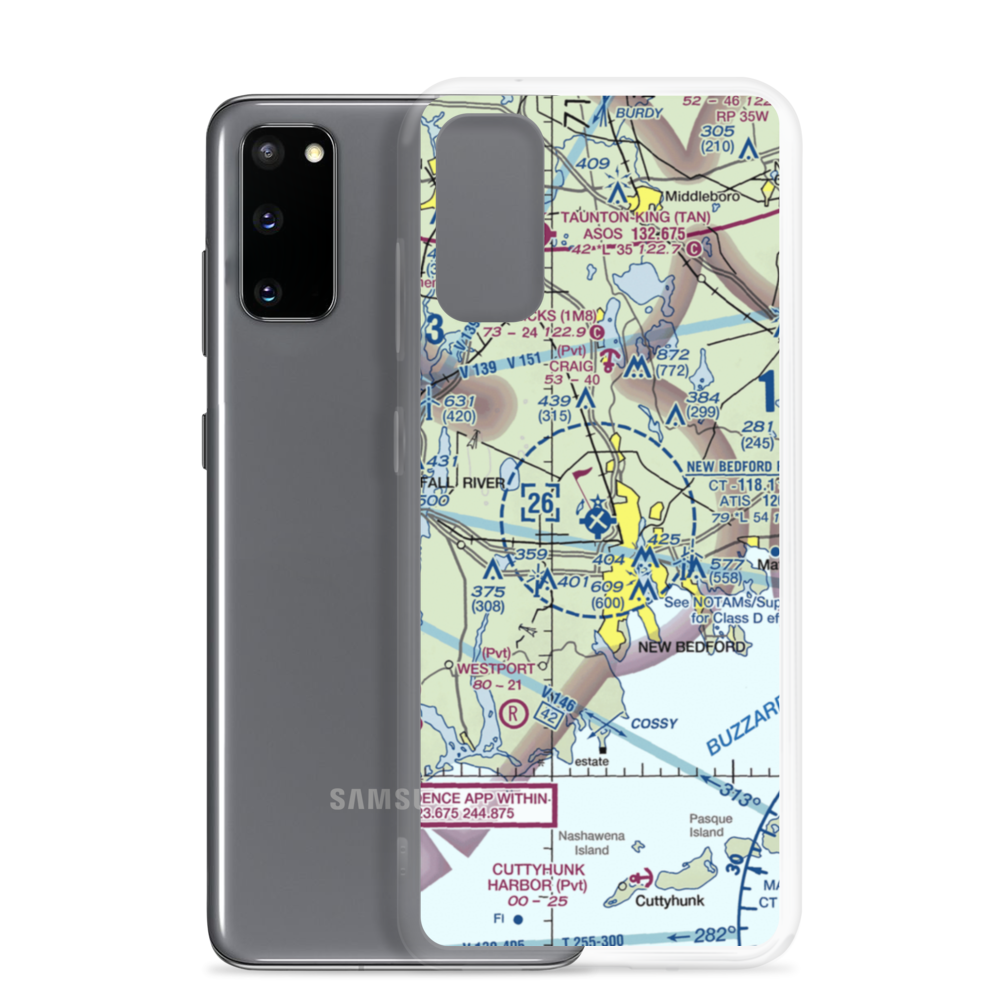 New Bedford Regional Airport (EWB) VFR Sectional Samsung Case Samsung Galaxy S20 model shown