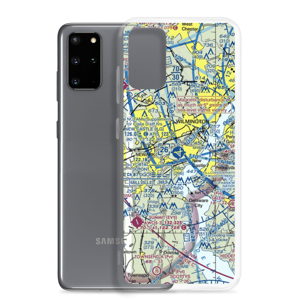 New Castle Airport (ILG) VFR Sectional Samsung Case Samsung Galaxy S20 Plus model shown