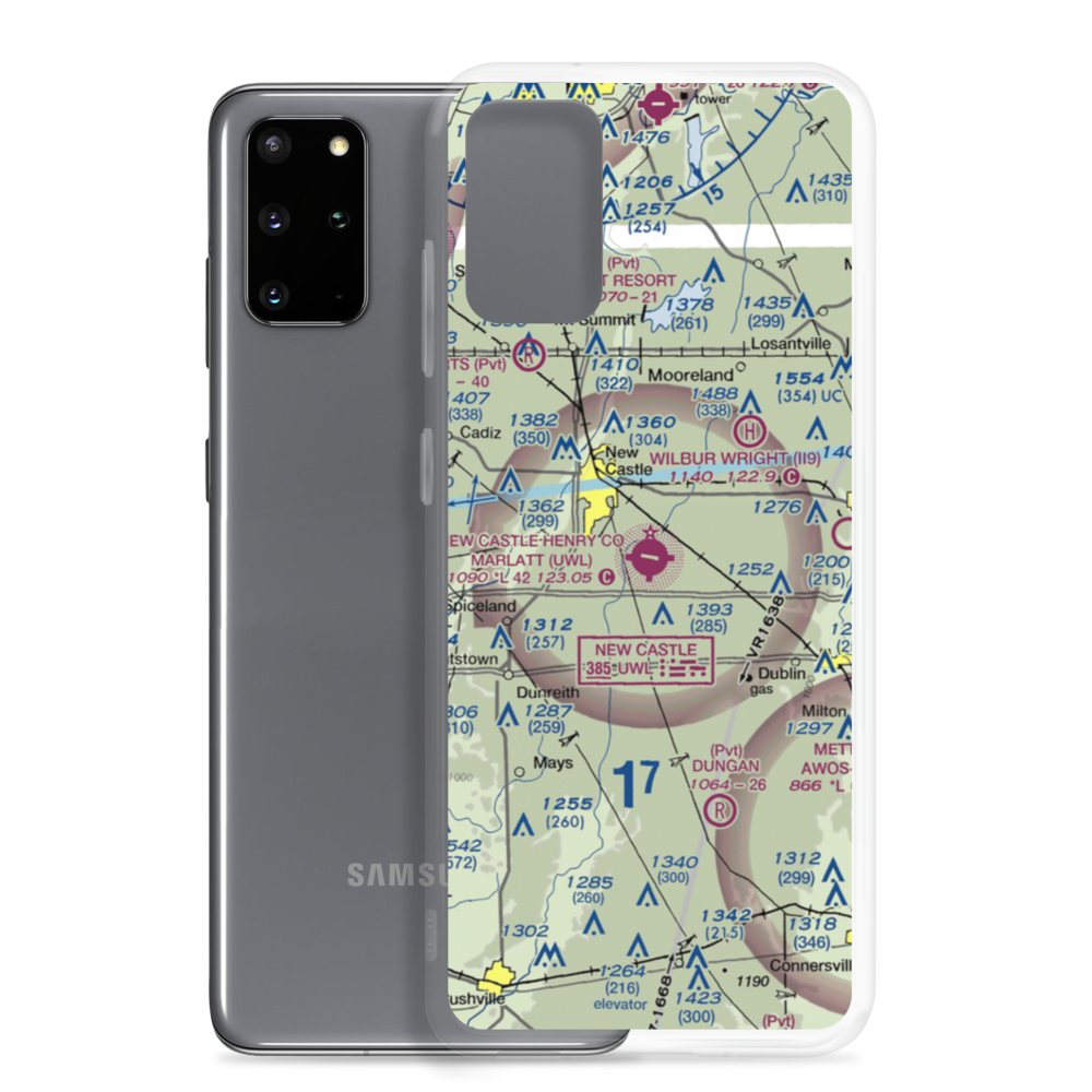 New Castle Henry County Airport / Marlatt Field (UWL) VFR Sectional Samsung Case Samsung Galaxy S20 Plus model shown