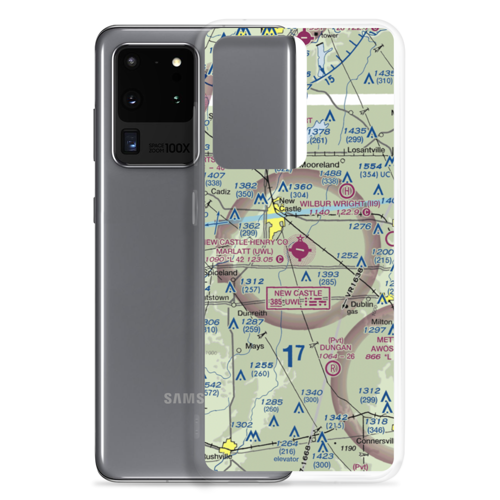 New Castle Henry County Airport / Marlatt Field (UWL) VFR Sectional Samsung Case Samsung Galaxy S20 Ultra model shown