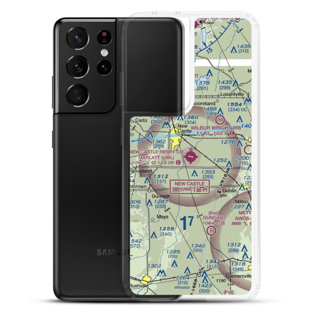 New Castle Henry County Airport / Marlatt Field (UWL) VFR Sectional Samsung Case Samsung Galaxy S21 Ultra model shown
