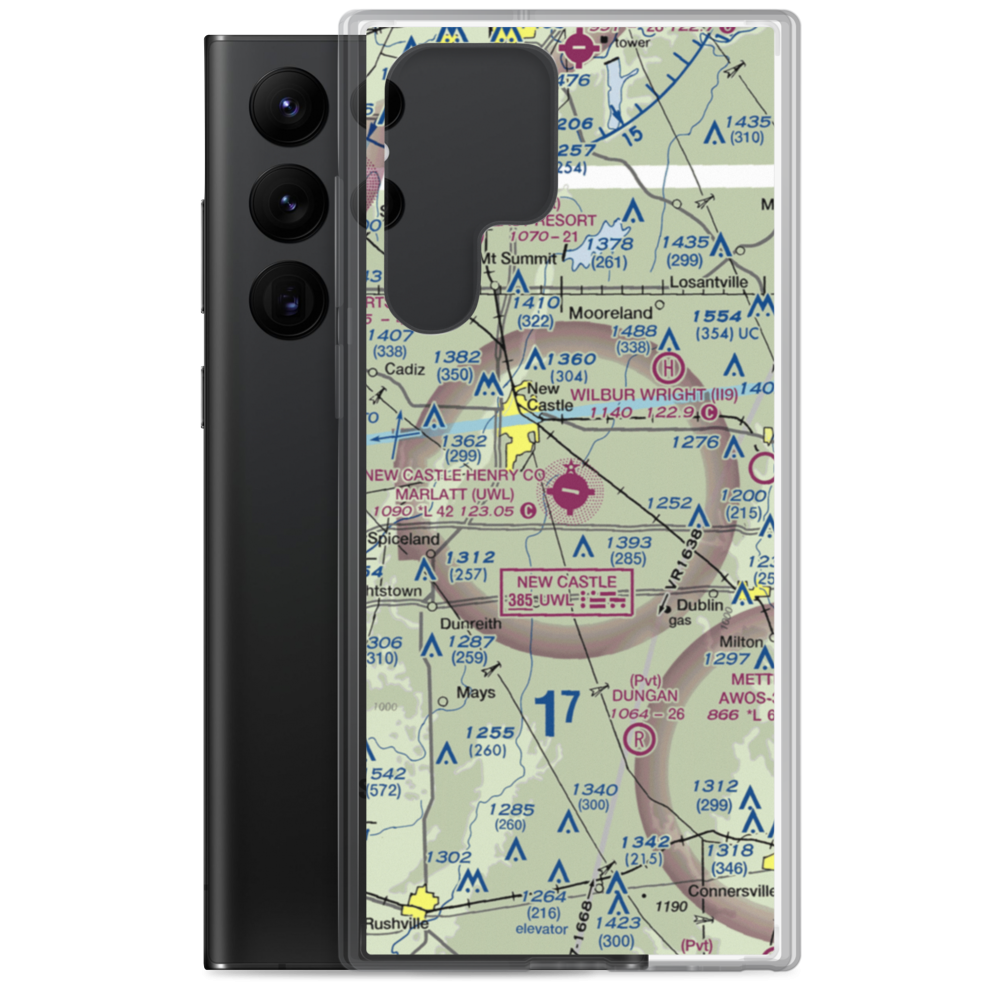 New Castle Henry County Airport / Marlatt Field (UWL) VFR Sectional Samsung Case Samsung Galaxy S22 Ultra model shown