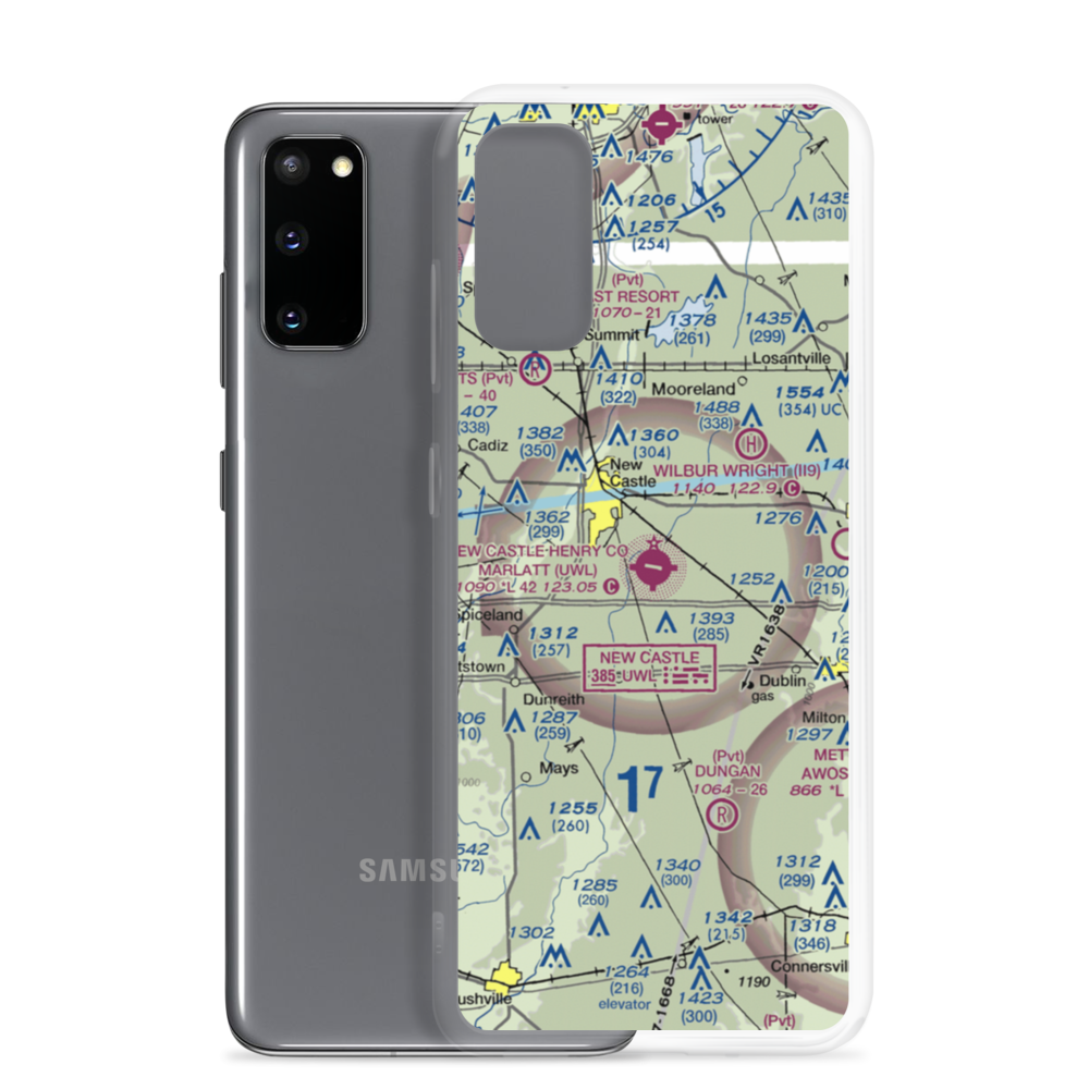 New Castle Henry County Airport / Marlatt Field (UWL) VFR Sectional Samsung Case Samsung Galaxy S20 model shown