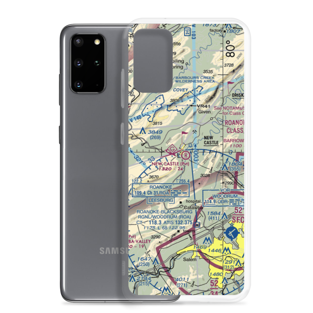 New Castle International Airport (VA85) VFR Sectional Samsung Case Samsung Galaxy S20 Plus model shown