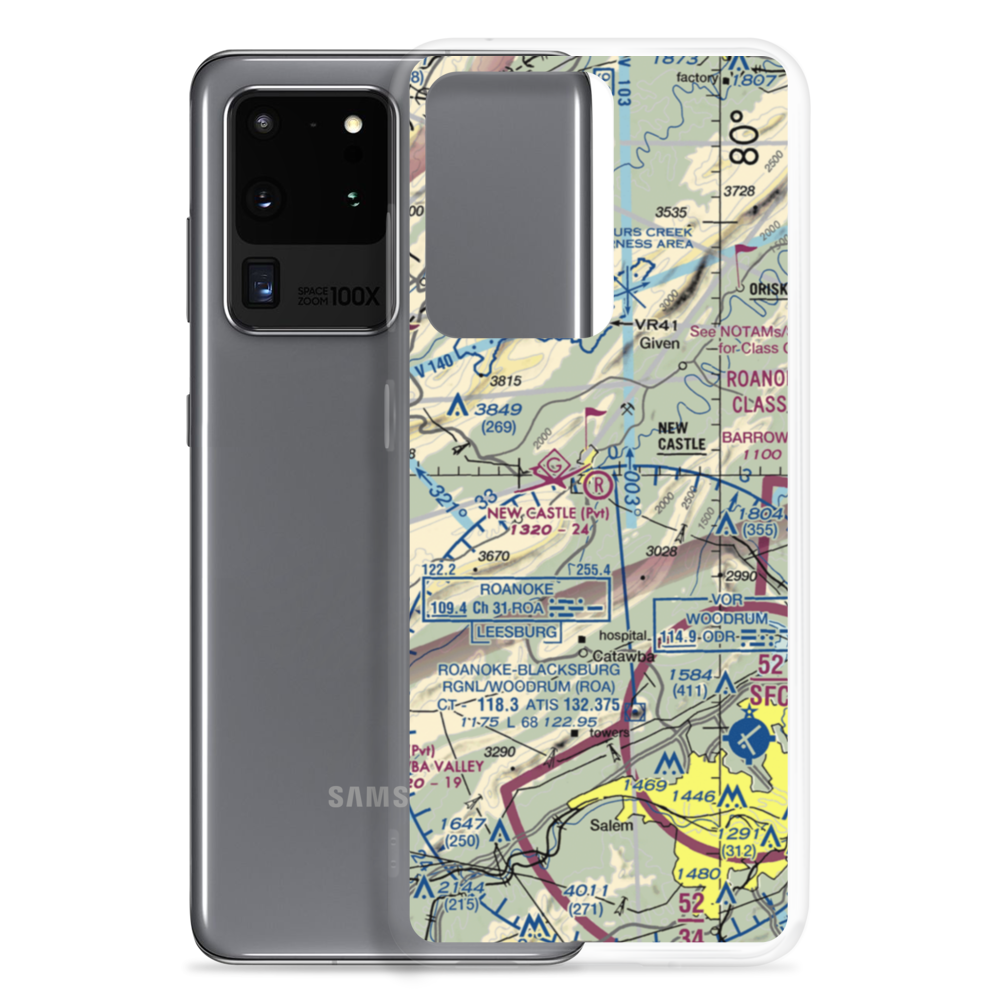New Castle International Airport (VA85) VFR Sectional Samsung Case Samsung Galaxy S20 Ultra model shown