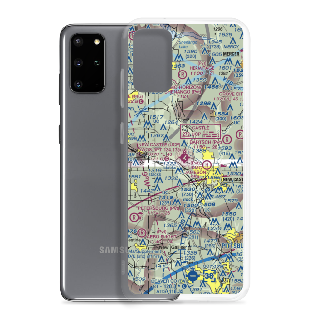 New Castle Municipal Airport (UCP) VFR Sectional Samsung Case Samsung Galaxy S20 Plus model shown
