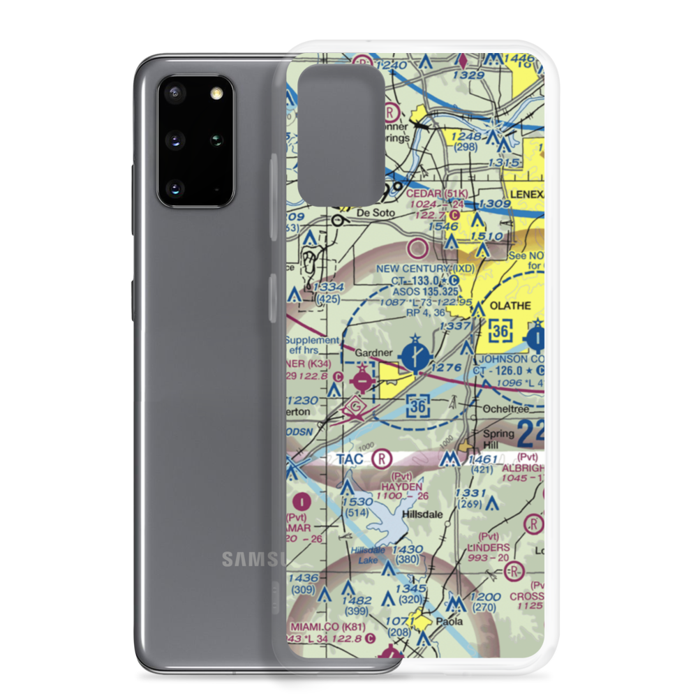 New Century Aircenter Airport (IXD) VFR Sectional Samsung Case Samsung Galaxy S20 Plus model shown