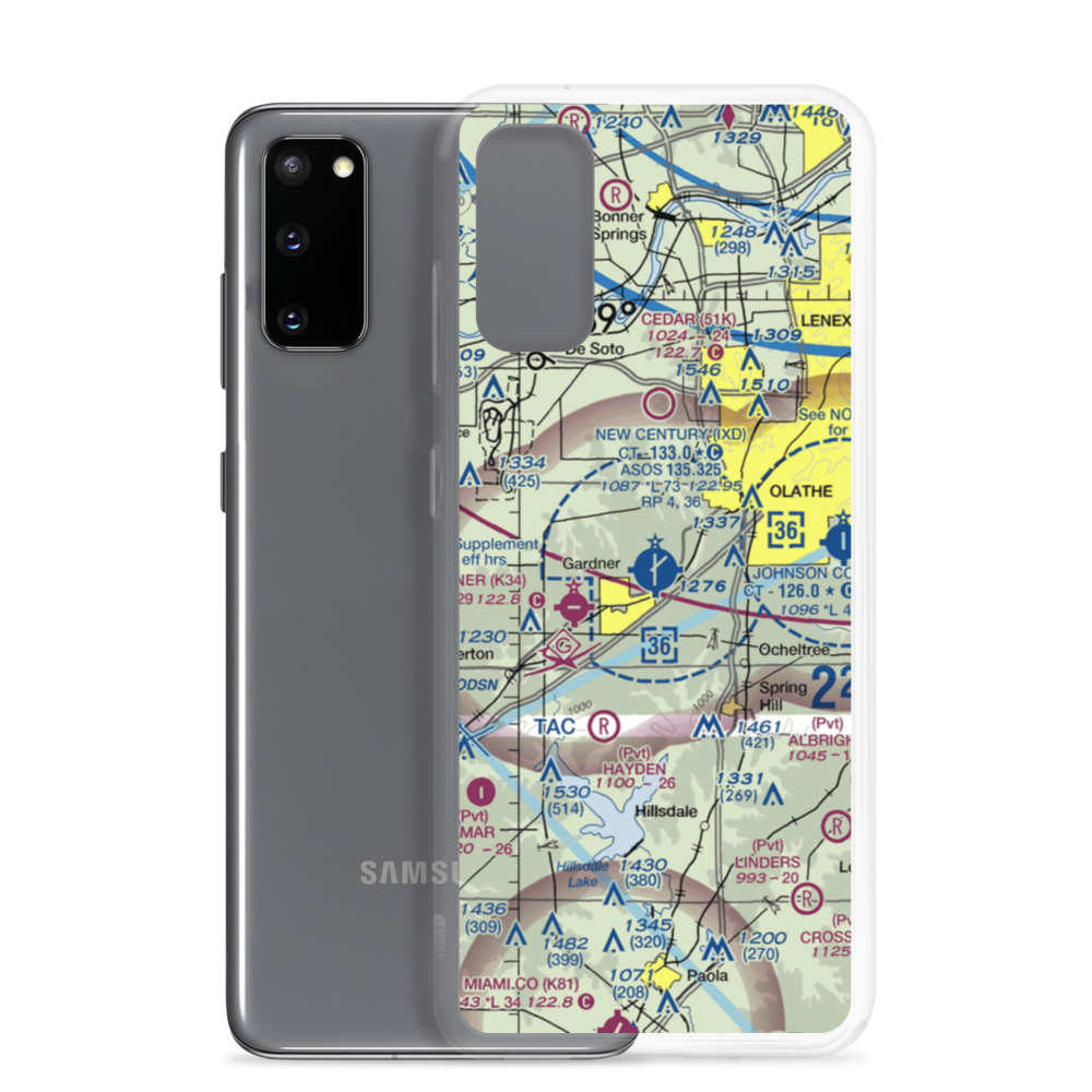New Century Aircenter Airport (IXD) VFR Sectional Samsung Case Samsung Galaxy S20 model shown