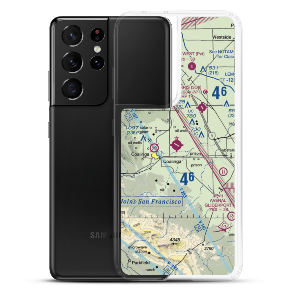 New Coalinga Municipal Airport (C80) VFR Sectional Samsung Case Samsung Galaxy S21 Ultra model shown