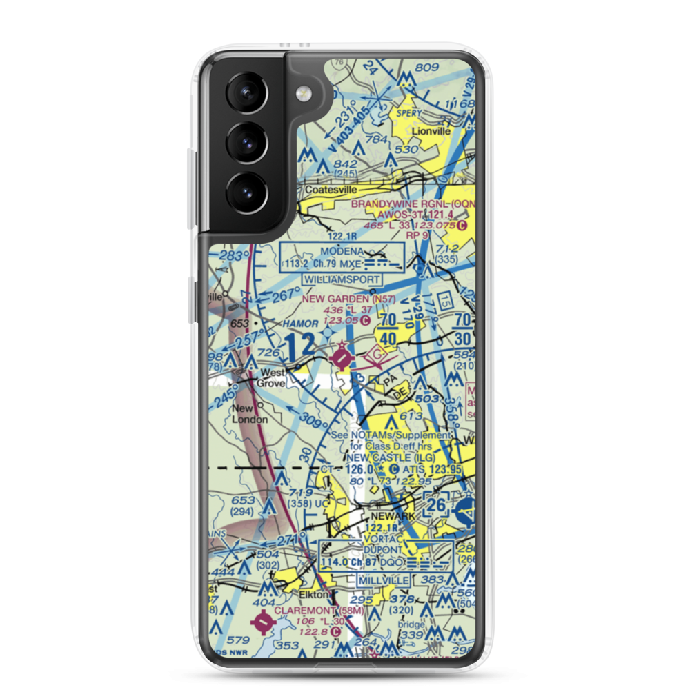 New Garden Airport (N57) VFR Sectional Samsung Case Samsung Galaxy S21 Plus model shown