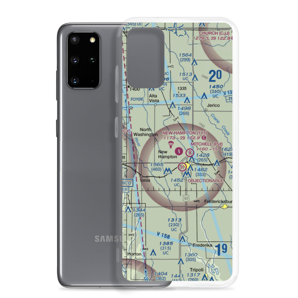 New Hampton Municipal Airport (1Y5) VFR Sectional Samsung Case Samsung Galaxy S20 Plus model shown