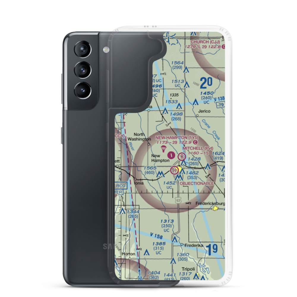 New Hampton Municipal Airport (1Y5) VFR Sectional Samsung Case Samsung Galaxy S21 model shown
