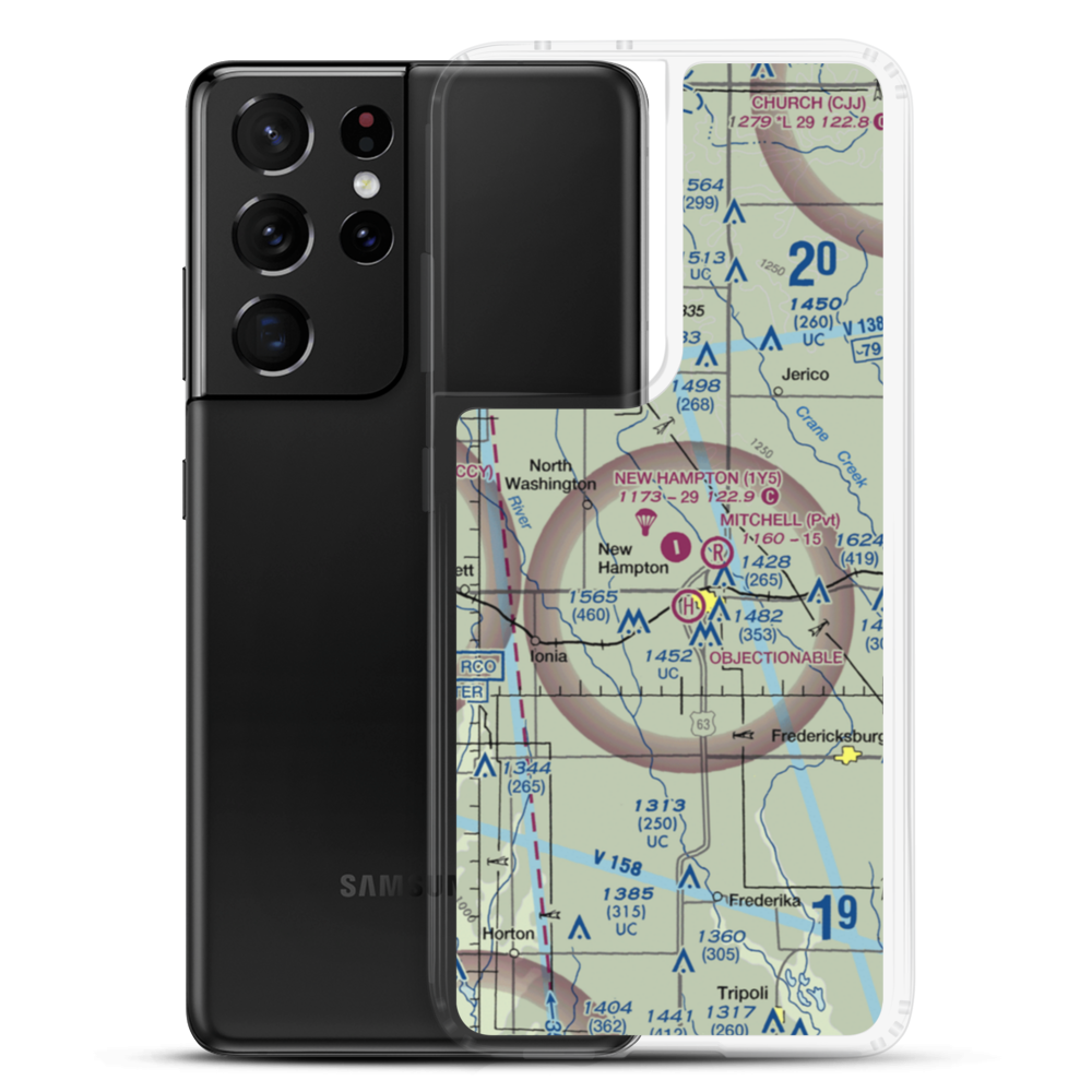 New Hampton Municipal Airport (1Y5) VFR Sectional Samsung Case Samsung Galaxy S21 Ultra model shown