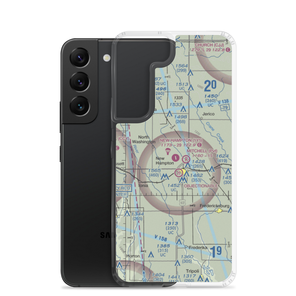 New Hampton Municipal Airport (1Y5) VFR Sectional Samsung Case Samsung Galaxy S22 model shown