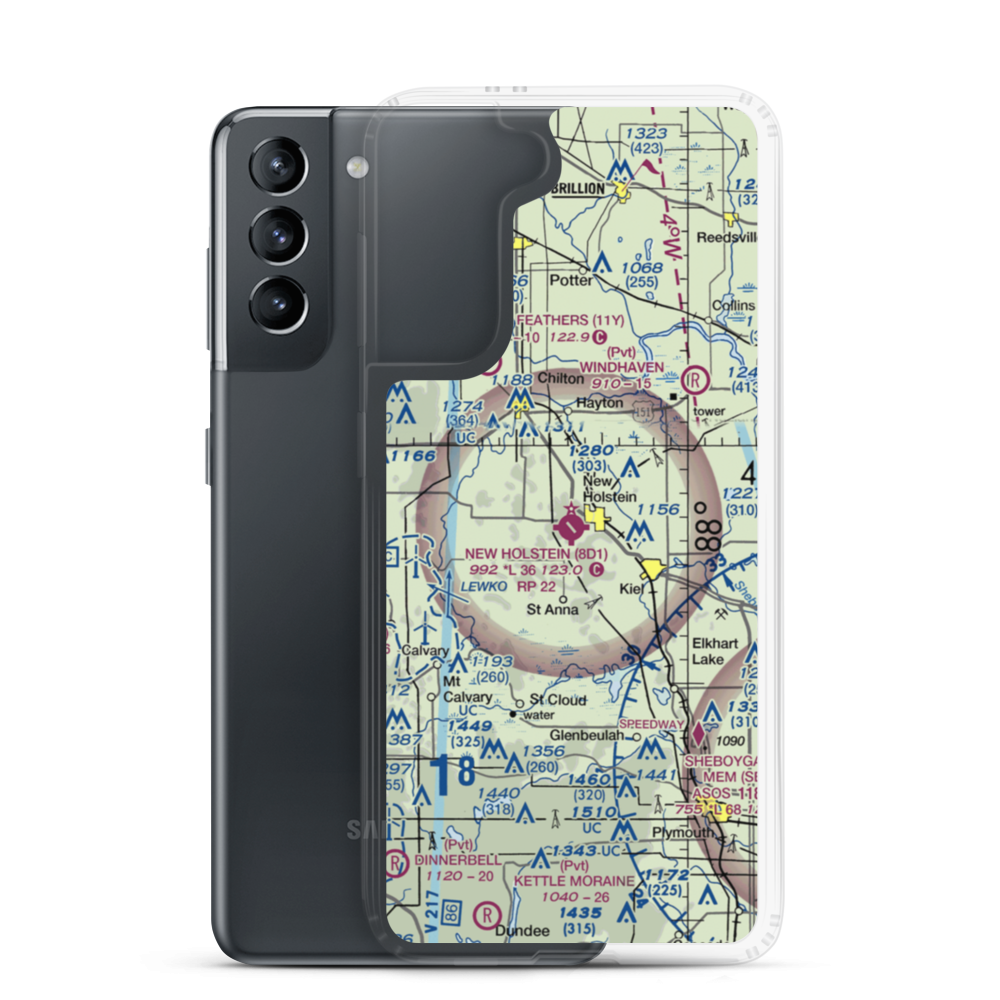 New Holstein Municipal Airport (8D1) VFR Sectional Samsung Case Samsung Galaxy S21 model shown