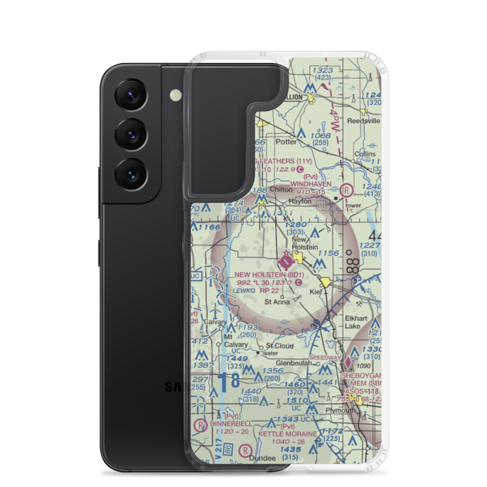 New Holstein Municipal Airport (8D1) VFR Sectional Samsung Case Samsung Galaxy S22 model shown